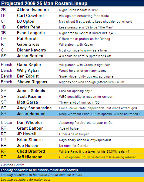 Projected 2009 Tampa Bay Rays 25-Man Roster