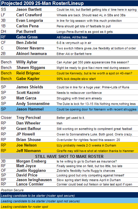 Projected 2009 Tampa Bay Rays 25-Man Roster Redux
