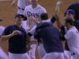 David DeJesus Nails Kelly Johnson With His Celebratory Helmet